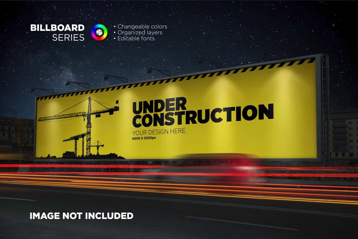 Katta banner maketi kechasi | Large banner mockup night 1