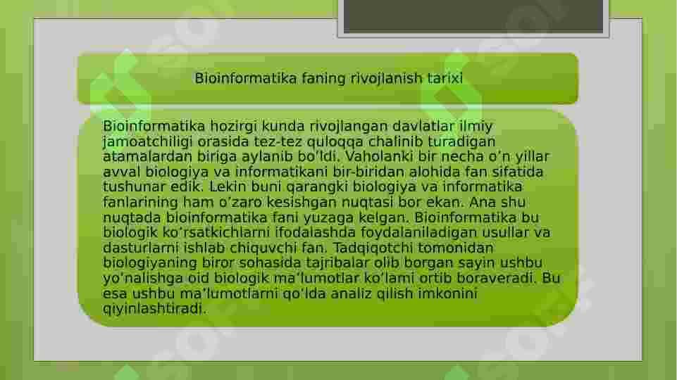 ZAMONAVIY BIOLOGIYA RIVOJLANISHIDAGI BIOINFORMATIKANING XISSASI 6