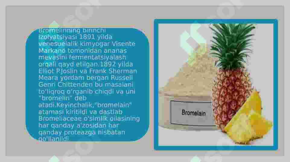 Bromelin fermentining oziq-ovqat sanoatida qo’llanilishi 3