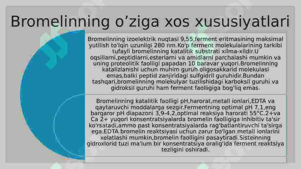 Bromelin fermentining oziq-ovqat sanoatida qo’llanilishi 7