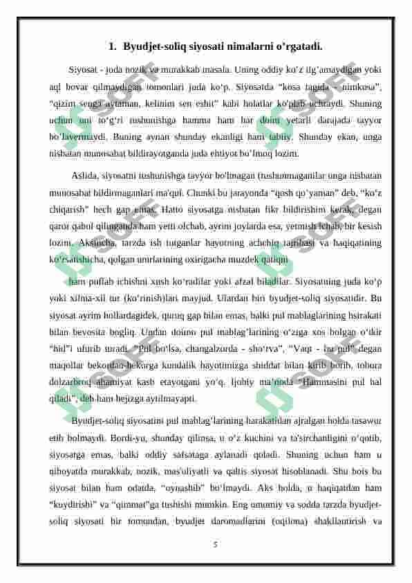 Budjet – soliq siyosati 5