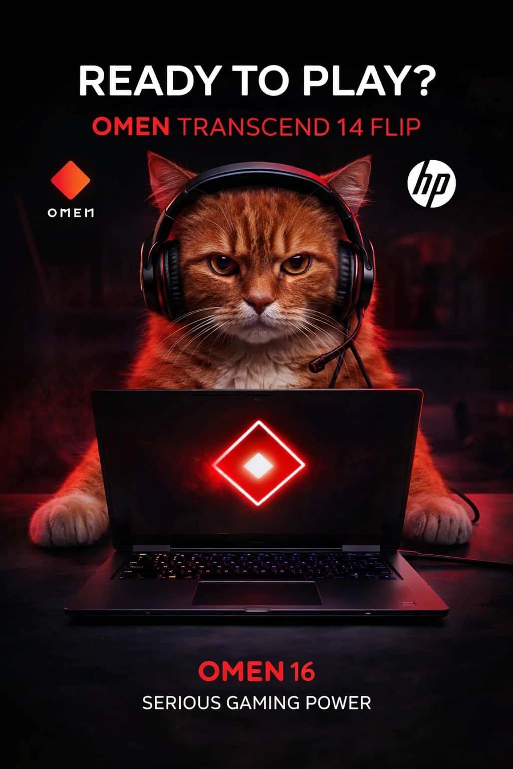 AI Gaming Cat Laptop Poster Ready To Play – Gaming Laptop Cat Poster Chunki:  AI trend  Gaming trend  Poster kategoriya bilan mos  Marketplace qidiruvda chiqadi 1