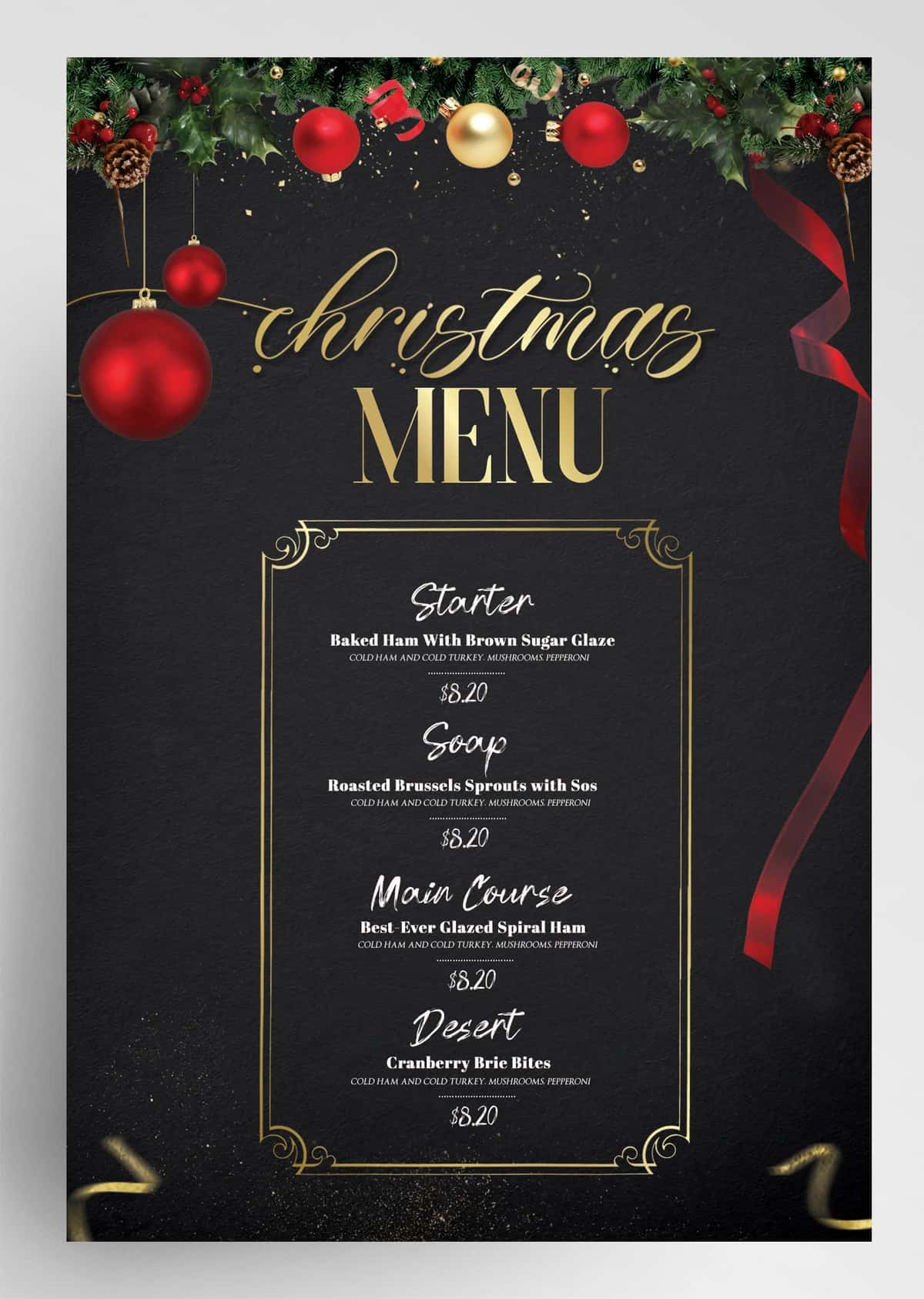 Rojdestvo maxsus menyu varaqasi | Christmas special menu flyer 1