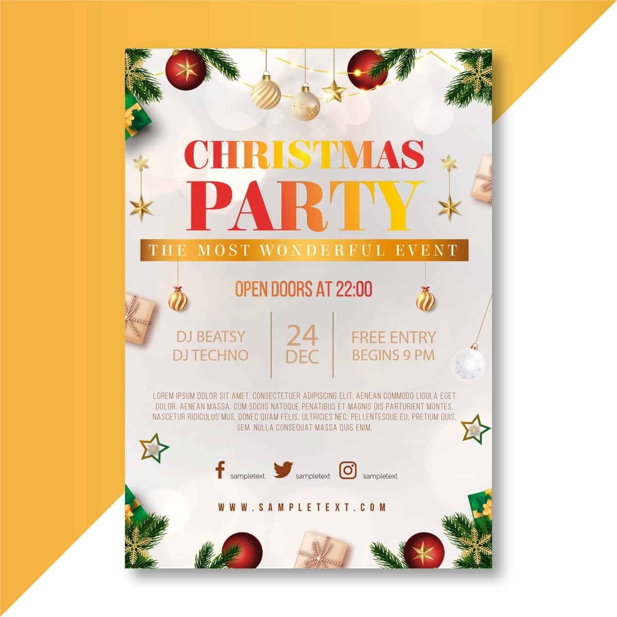 Fotosurat bilan Rojdestvo bayrami varaqasi shabloni | Christmas party flyer template with photo 1