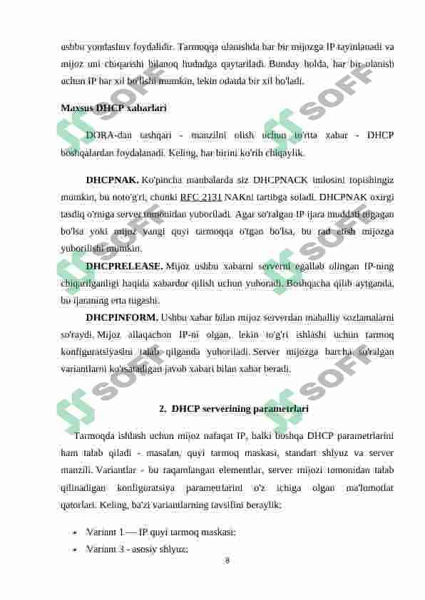 DHCP protokoli 8