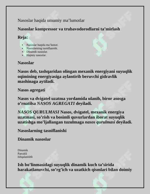 DINAMIK NASOSLAR