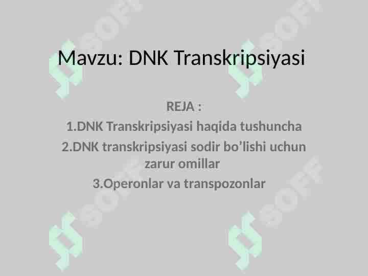 DNK Transkripsiyasi 1