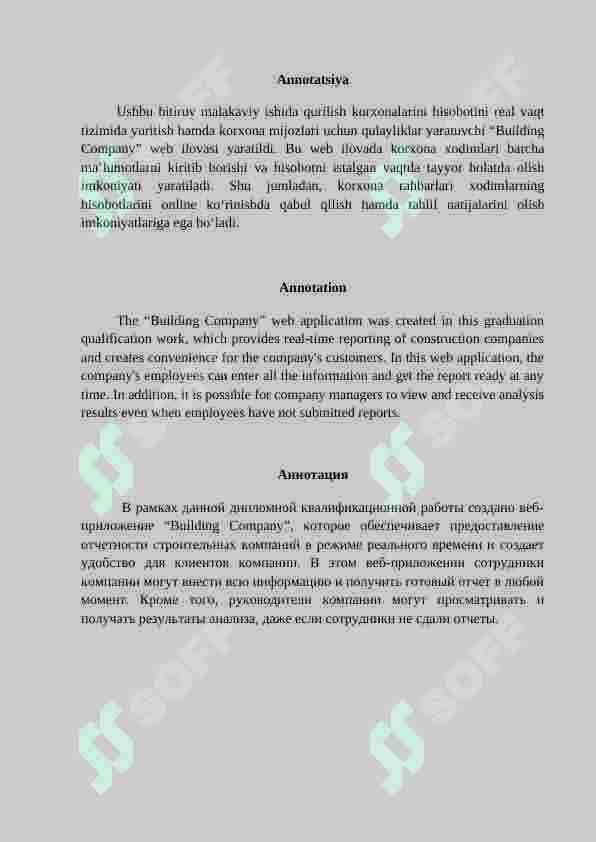 “Qurilish korxonalari uchun hisob-kitob yurituvchi web ilova ishlab chiqish” 5