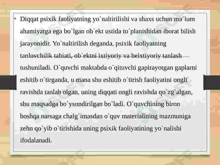 Diqqat va Sezgi. Idrok va Xayol 2