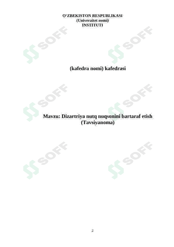 DIZARTRIYA NUTQ NUQSONINI BARTARAF ETISH 2