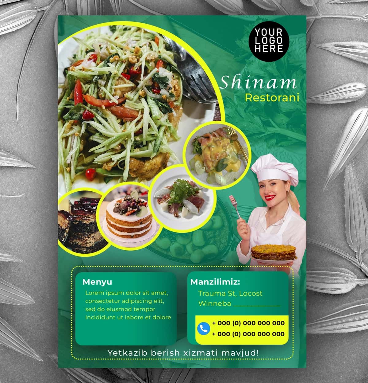 Restoran va kafe uchun zamonaviy flayer dizayn shabloni 1