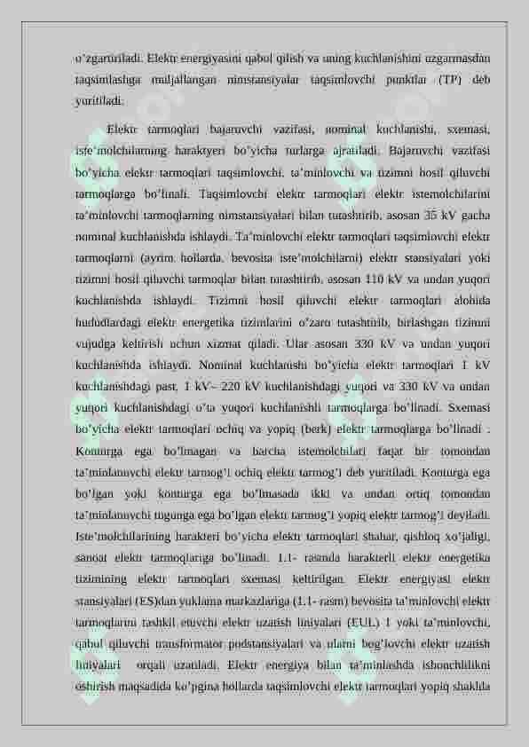Elektr tarmog'i va tizimlarining tuzilmasi 2