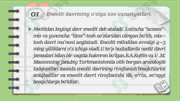 Eneolit davri xususiyatlari va manzilgohlari 3