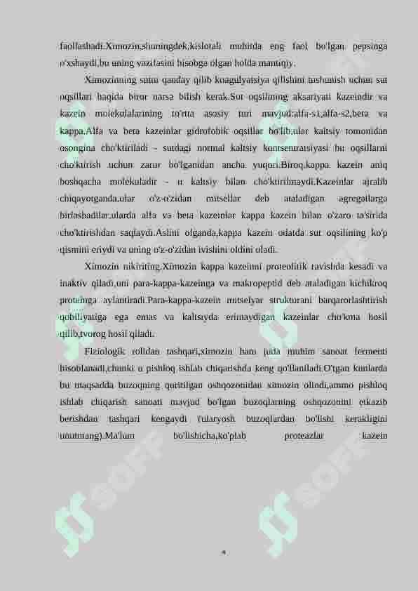Rennin fermentining oziq – ovqat sanoatida qo’llanilishi 4
