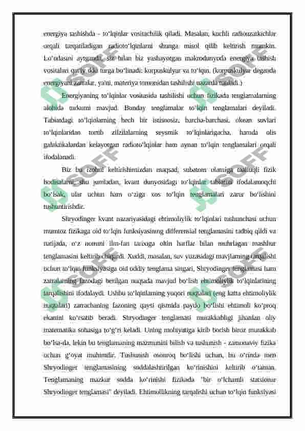 Kristal uchun shredinger tenglamasi adiabatik taqrib 7