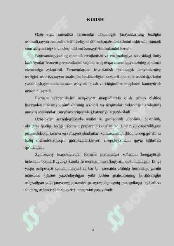 Fitsin fermentining oziq-ovqat sanoatida qo’llanilishi 2