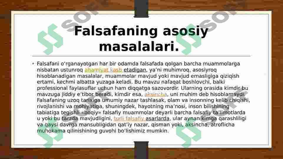 Falsafaning asosiy masalasi 2
