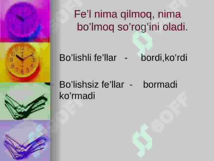 Feʼl soʻz turkumi 4