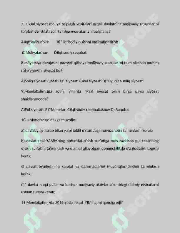 Iqtisodiyot | Test 2