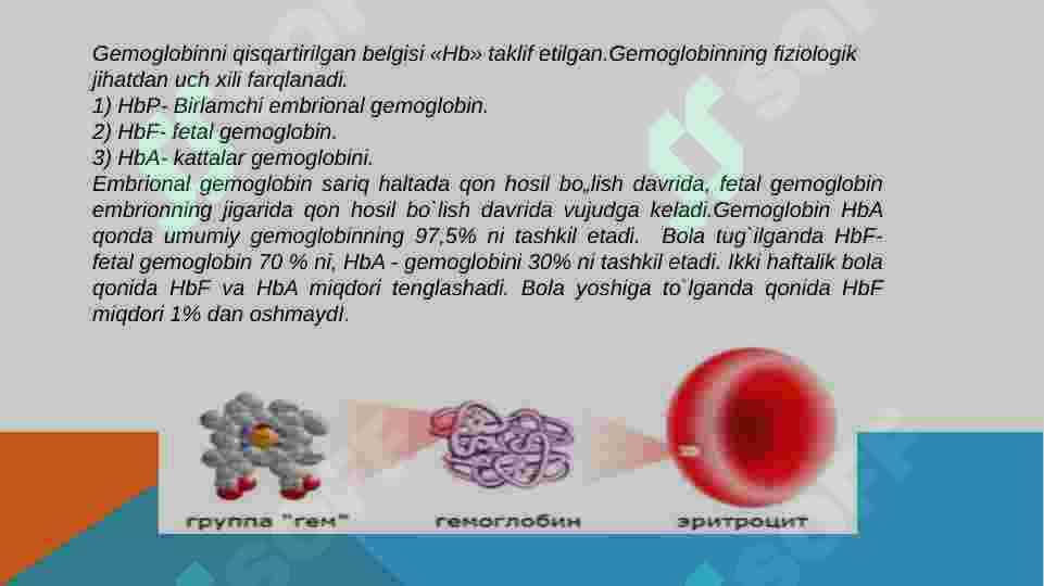 Gemoglobinning tuzilishi va u yordamida kislorod tashish mexanizmi 3