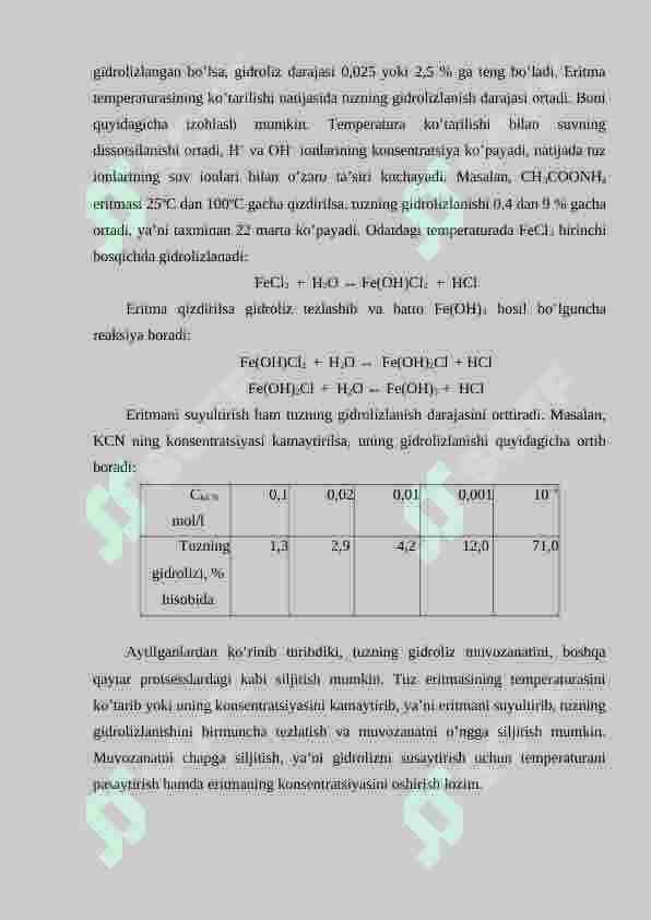 Tuzlarning Gidrolizi 6
