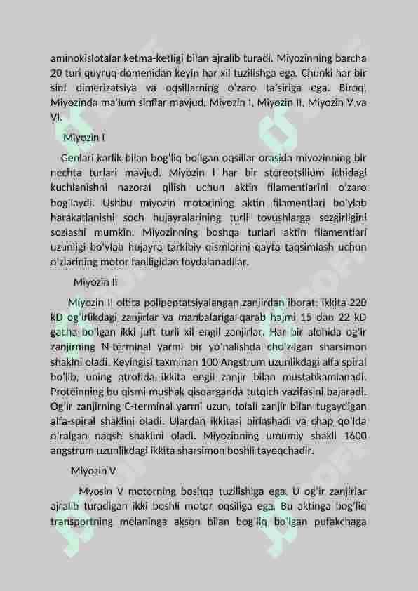 Miozin oqsili. Miozin oqsili turlari 6