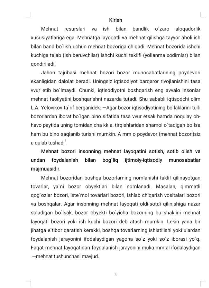Mexnat bozorini tartibga solish va boshqarish mistaqil ish 2