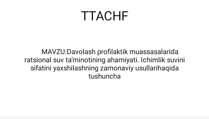Davolash profilaktik  muassasalarida Rotsional suv 1