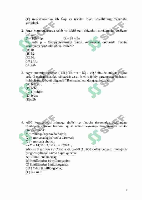 IQTISODIYOT NAZARIYASI TEST 3