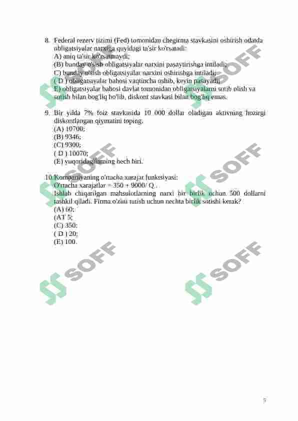 IQTISODIYOT NAZARIYASI TEST 5