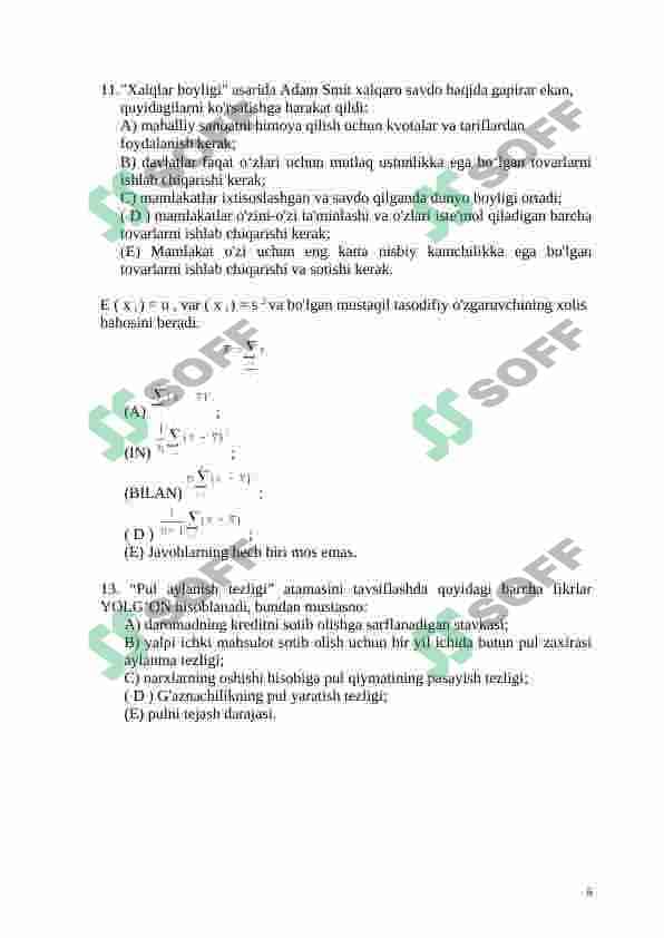 IQTISODIYOT NAZARIYASI TEST 6