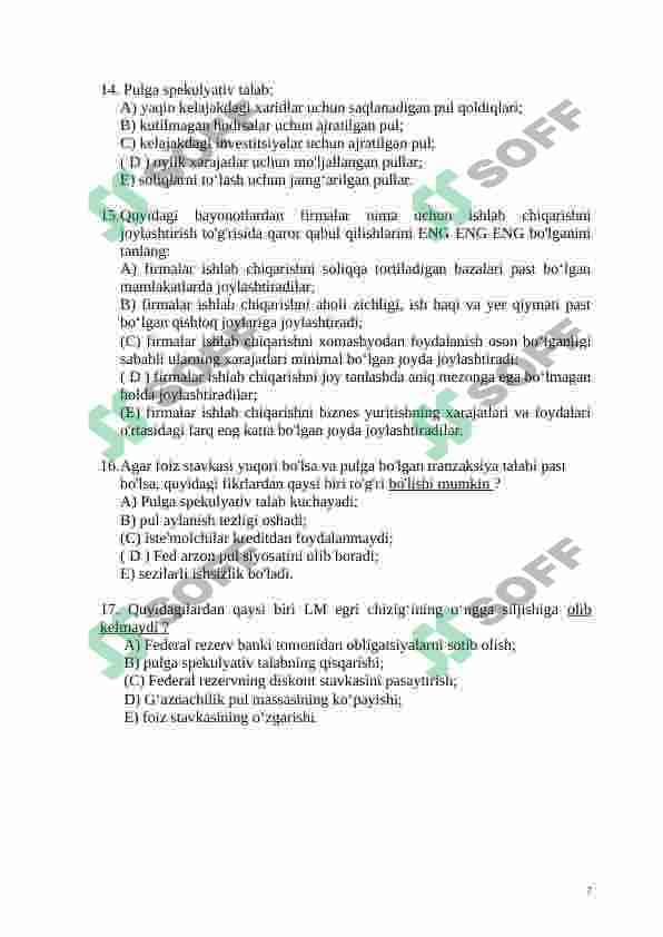 IQTISODIYOT NAZARIYASI TEST 7