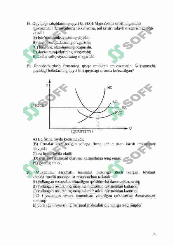 IQTISODIYOT NAZARIYASI TEST 8