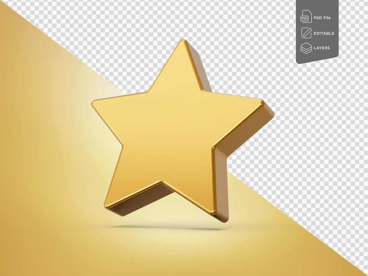 Oltin yulduz belgisi izolyatsiya qilingan fon 3D illyustratsiyasi | Golden star icon isolated background 3d illustration 1
