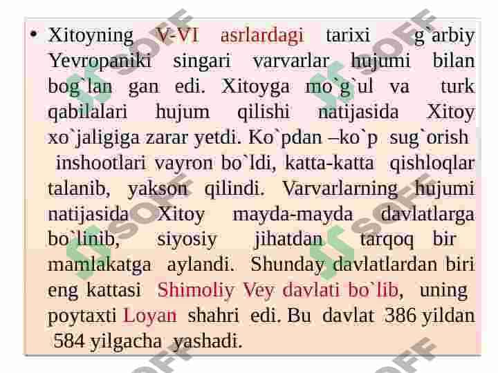 Ilk o’rta asrlarda Xitoy 6