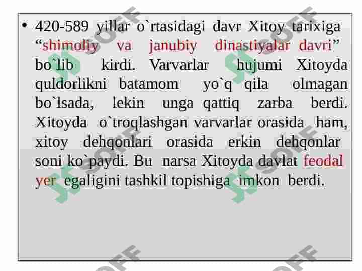 Ilk o’rta asrlarda Xitoy 7