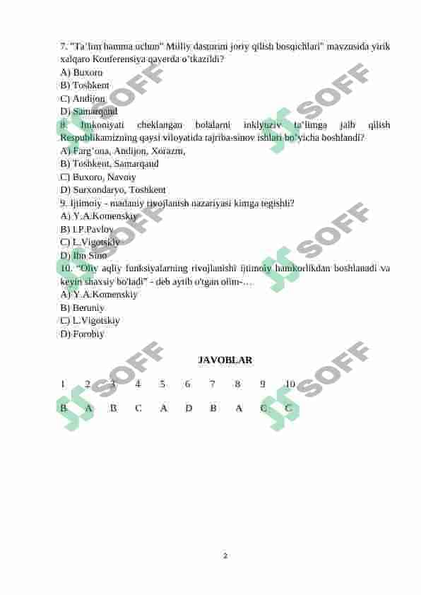 inklyuziv ta'lim test 2