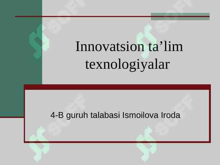 Innovatsion ta’lim texnologiyalar 1