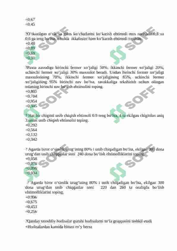 iqtisodiy matematika fanidan testlar 3