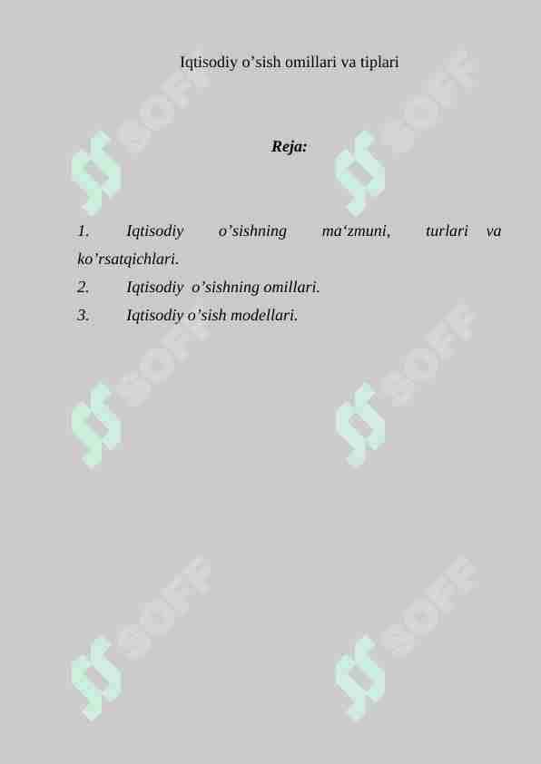 Iqtisodiy o’sish 1