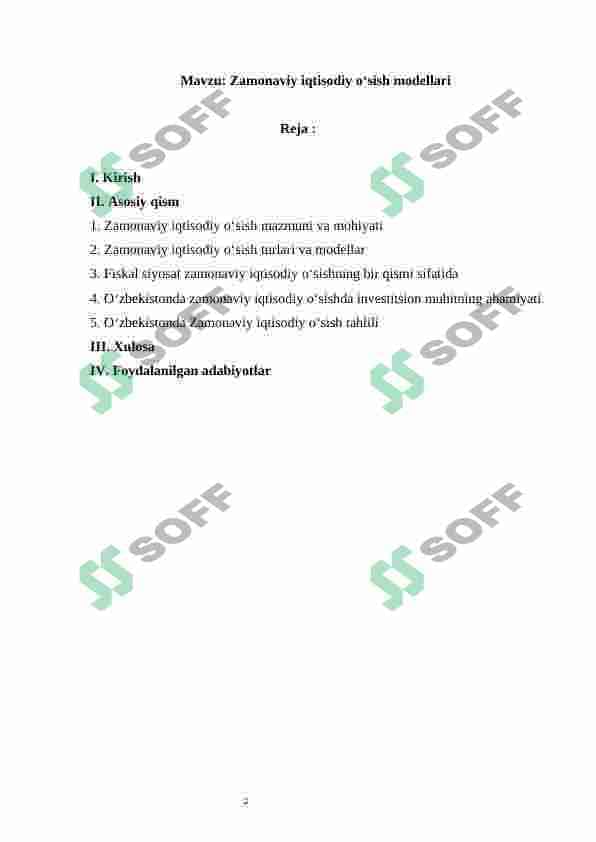 Zamonaviy iqtisodiy o‘sish modellari 2