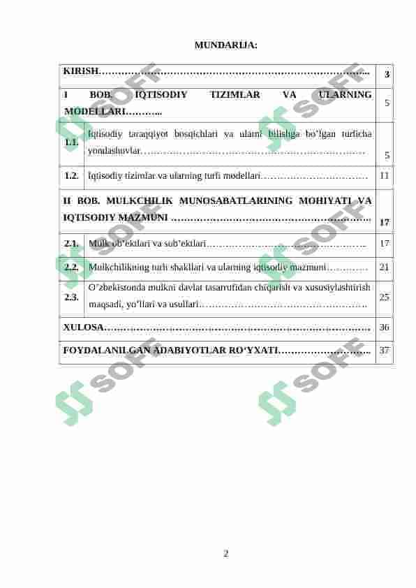 Iqtisodiy tizim modellari. 2