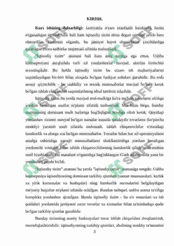 Iqtisodiy tizim modellari. 3