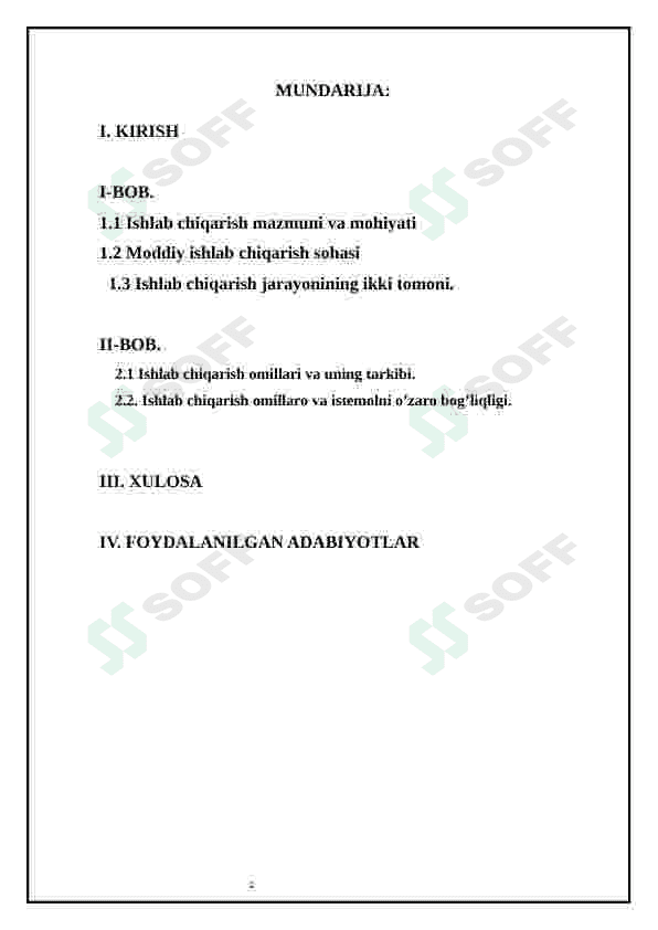 Ishlab chiqarish omillar, ularning o’zaro ta’siri va rivojlanishi 2