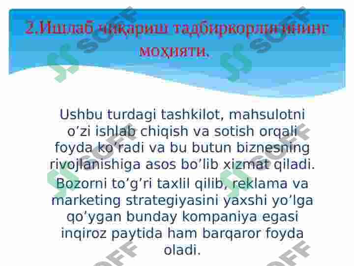 BIZNES VA TADBIRKORLIK FAOLIYATINING TURLARI 4