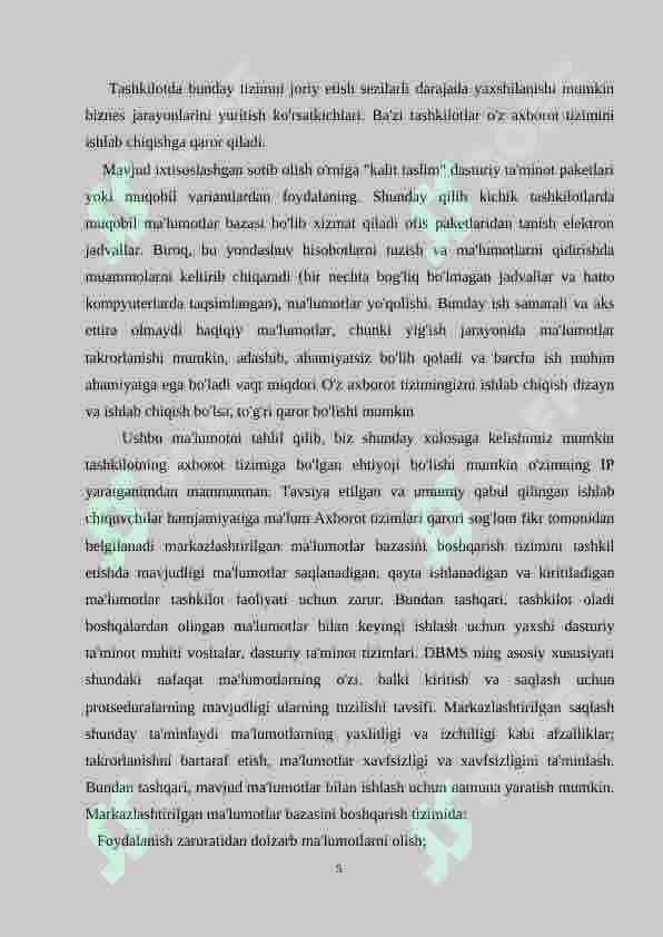 Korxona misolida axborot tizimini loyihalash 5