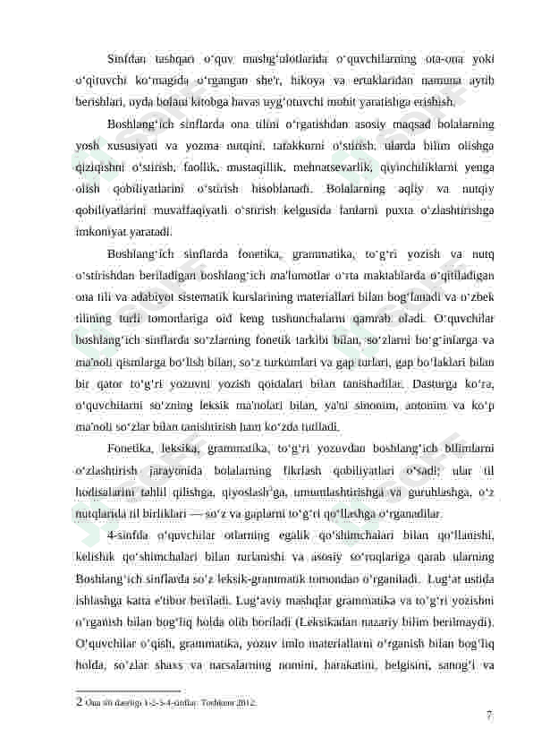 Boshlangʻich sinf ona tili darslarida sinonim va antonim so'zlar ustida ishlash usullarini takomillashtirish 7