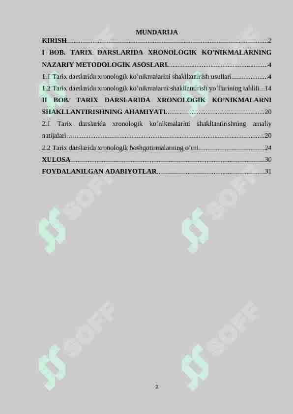 TARIX DARSLARIDA XRONOLOGIK KO’NIKMALARNING NAZARIY METODOLOGIK ASOSLARI mavzusida kurs ishi 2
