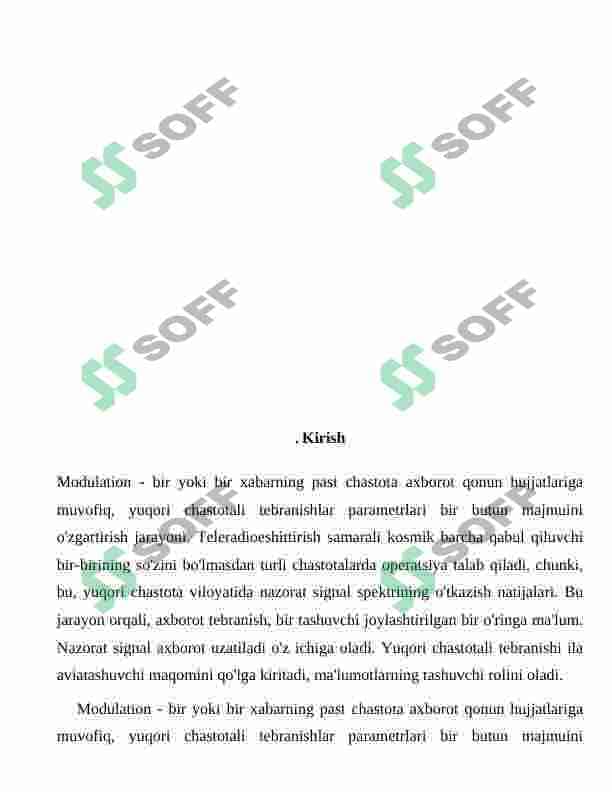 Raqamli modulyasiyalash turlari, ularning o‘ziga xos  xususiyatlarini. 3