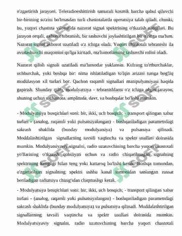 Raqamli modulyasiyalash turlari, ularning o‘ziga xos  xususiyatlarini. 4